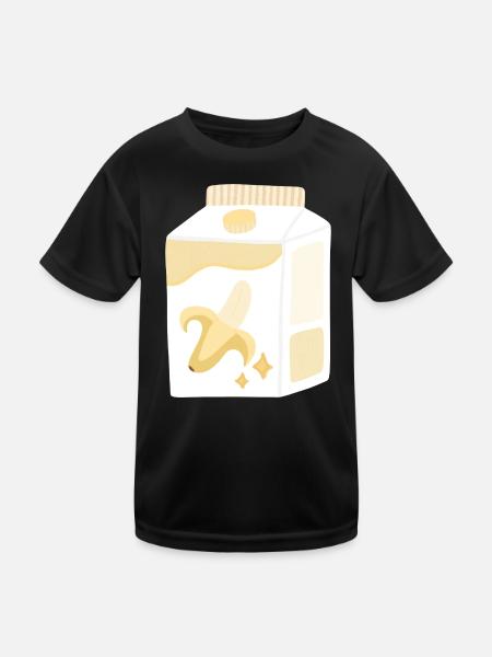 Banana Milk Carton - Kids Functional T-Shirt - black - Front