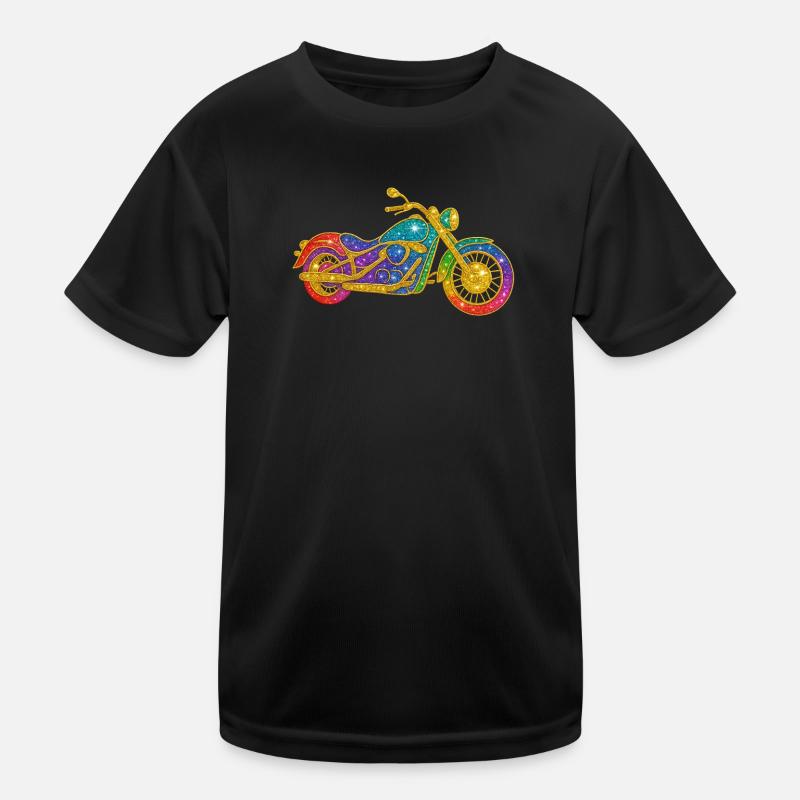 Glittering rainbow motorcycle Kids Functional T-Shirt