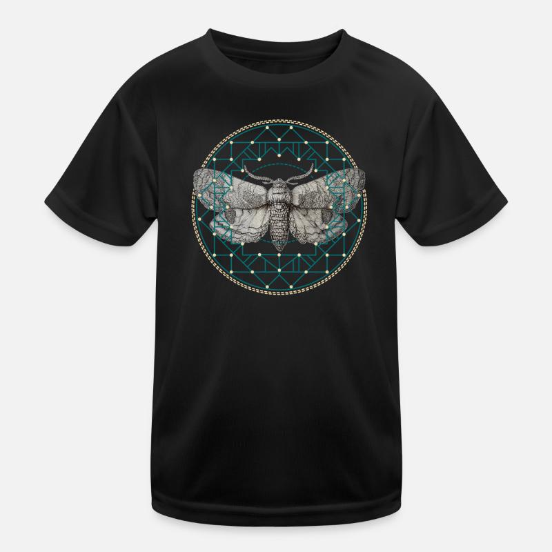 Moth Sacred Geometry Kids Functional T-Shirt