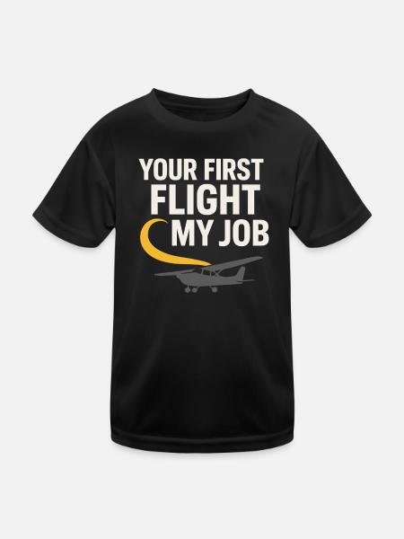 Flight Instructor Cfi Pilot Aviation Instructor - Kids Functional T-Shirt - black - Front