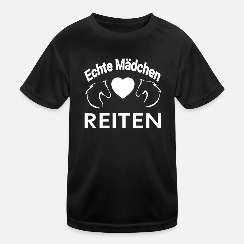 Pferde - Kinder Funktions-T-Shirt - Schwarz