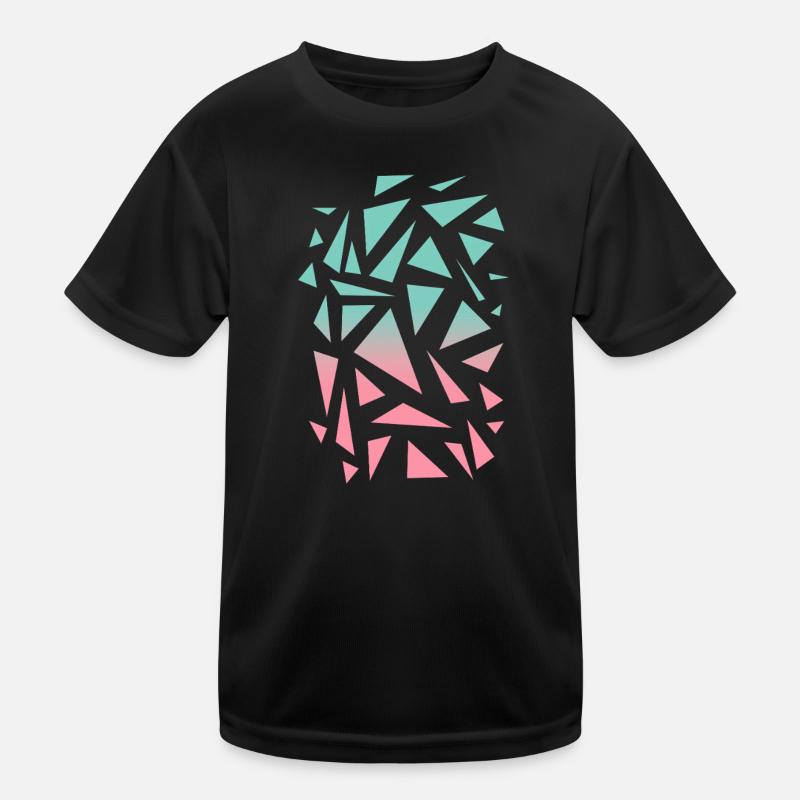 Triangle Pattern - Turquoise Pink Kids Functional T-Shirt