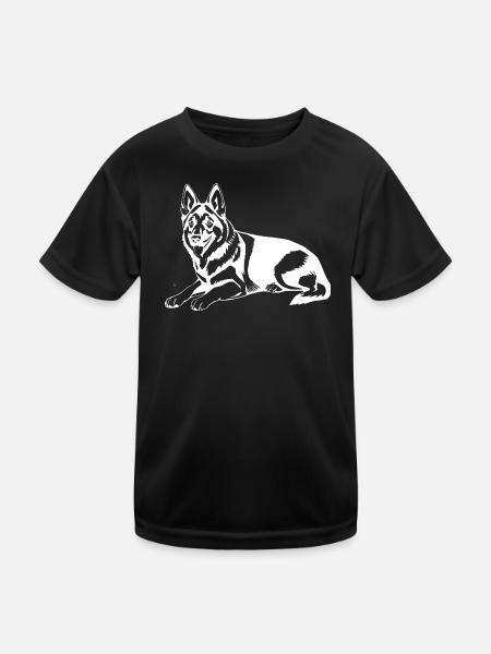 Schäferhund - Kinder Funktions-T-Shirt - Schwarz - Vorne