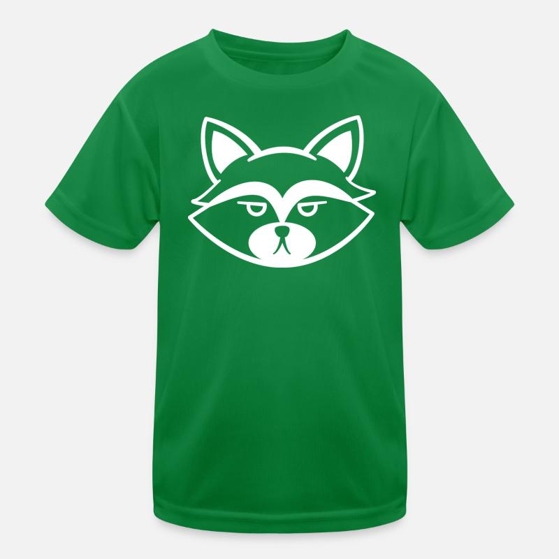 Grumpy raccoon face black and white Kids Functional T-Shirt