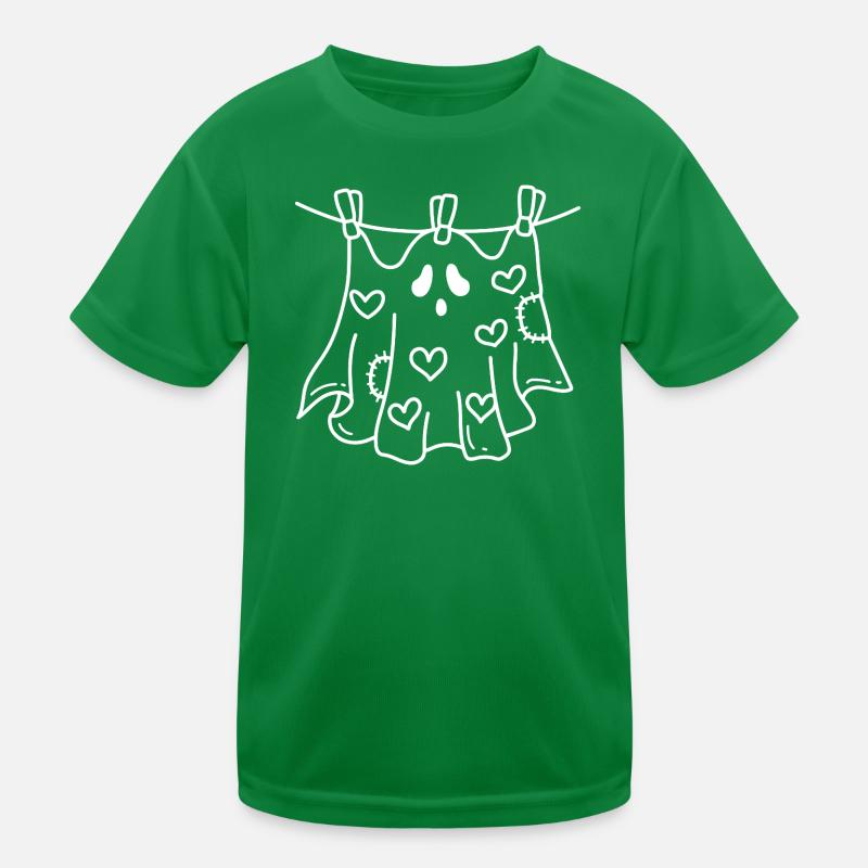 Ghost on Leash – Cute Halloween Heart Motif Kids Functional T-Shirt