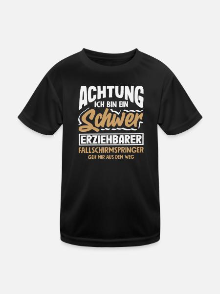 Lustiger Fallschirmspringer Adrenalinjunkie Schwer - Kinder Funktions-T-Shirt - Schwarz - Vorne