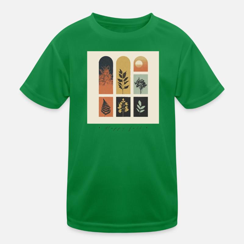 Autumn Botanicals Grid Kids Functional T-Shirt