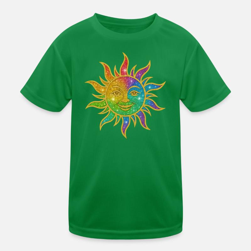 Regenbogen Sonne Glitzerstern Kinder Funktions-T-Shirt