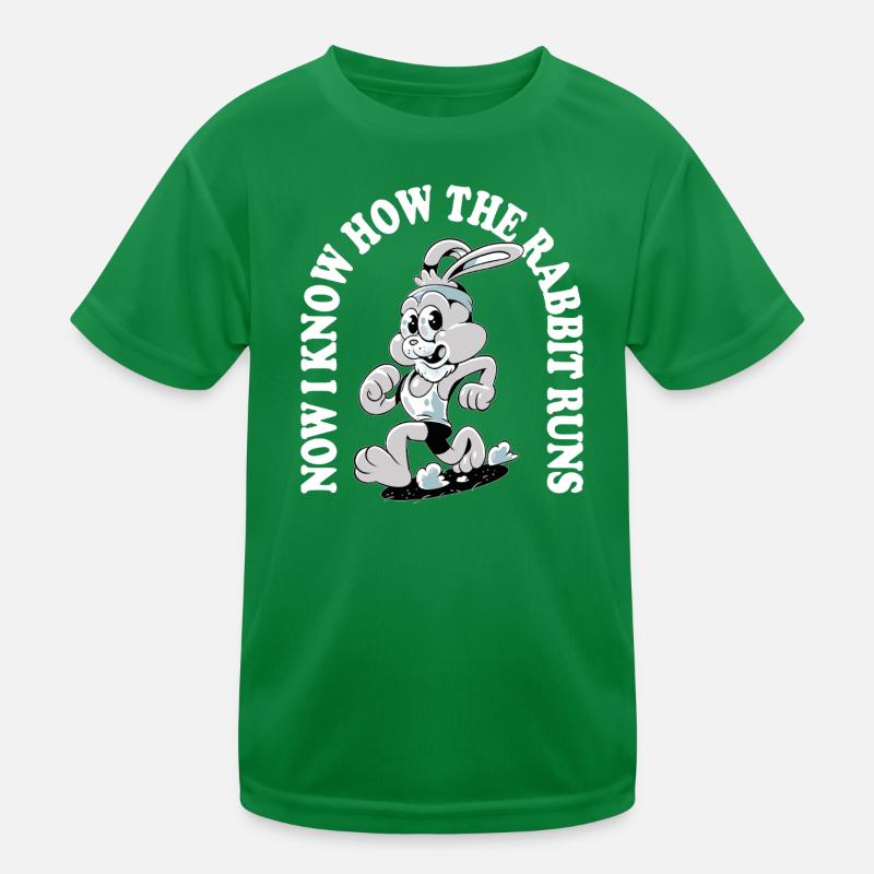 Now I Know How the Rabbit Runs – Denglisch Spruch Kids Functional T-Shirt