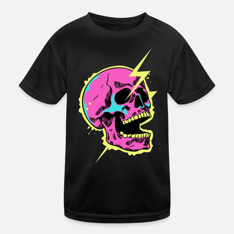 Neon-Schädel-Blitzausbruch Kinder Funktions-T-Shirt