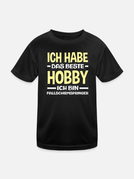 Lustiger Fallschirmspringer Adrenalinjunkie Hobby - Kinder Funktions-T-Shirt - Schwarz - Vorne