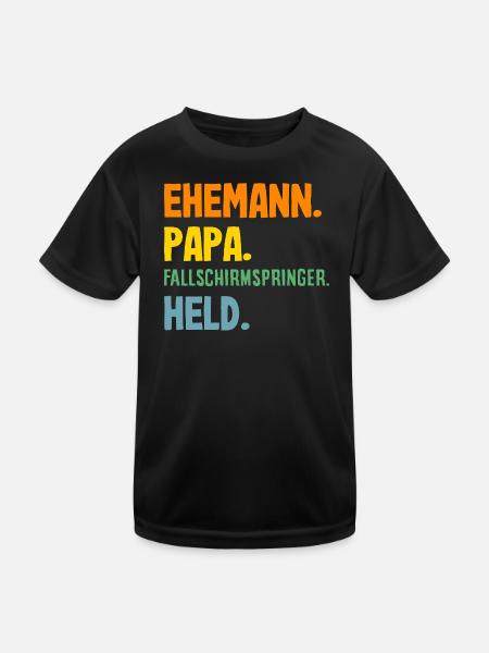 Lustiger Fallschirmspringer Adrenalinjunkie Papa - Kinder Funktions-T-Shirt - Schwarz - Vorne