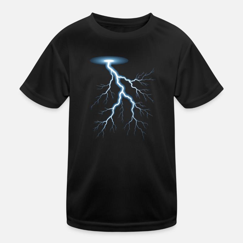 Blitz Blitzschlag Gewitter Strom Sturm Kinder Funktions-T-Shirt