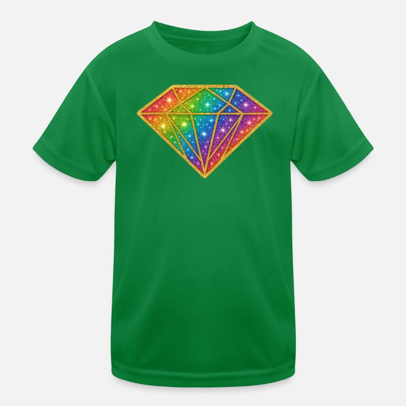 Regenbogen Diamant Glitzer Kinder Funktions-T-Shirt