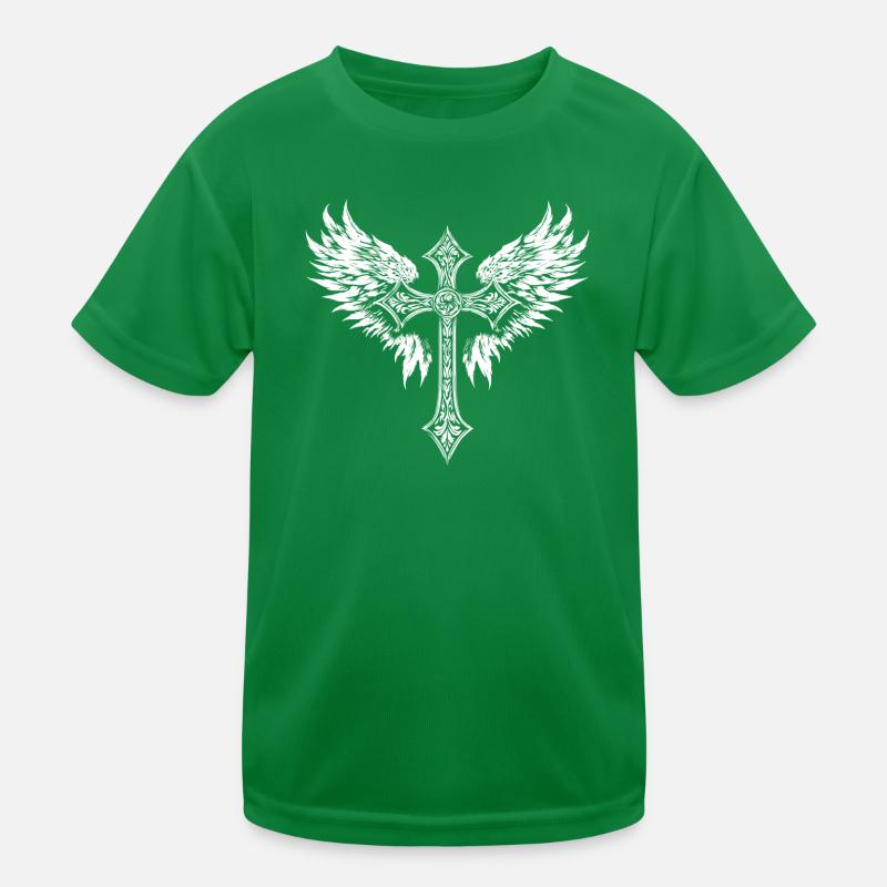 Christian Cross Wings Kids Functional T-Shirt