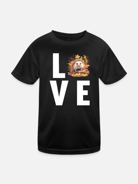 Igel - Kinder Funktions-T-Shirt - Schwarz