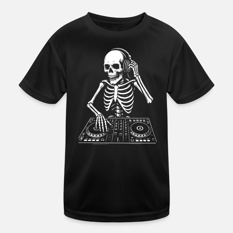 Skeleton DJ on the Deck Kids Functional T-Shirt