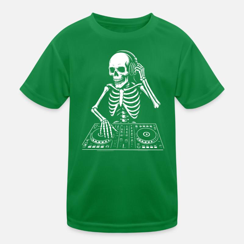 Skeleton DJ on the Deck Kids Functional T-Shirt
