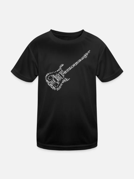 Typographic Guitar with punk rock and metal - Kids Functional T-Shirt - black - Front