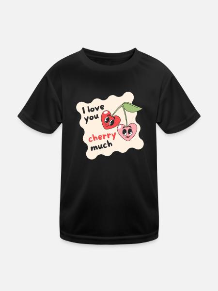 I love you cherry much - Kinder Funktions-T-Shirt - Schwarz