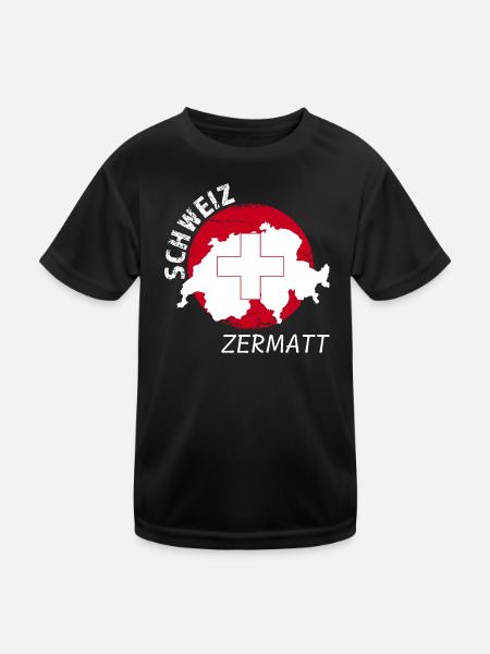 Zermatt - Kinder Funktions-T-Shirt - Schwarz - Vorne