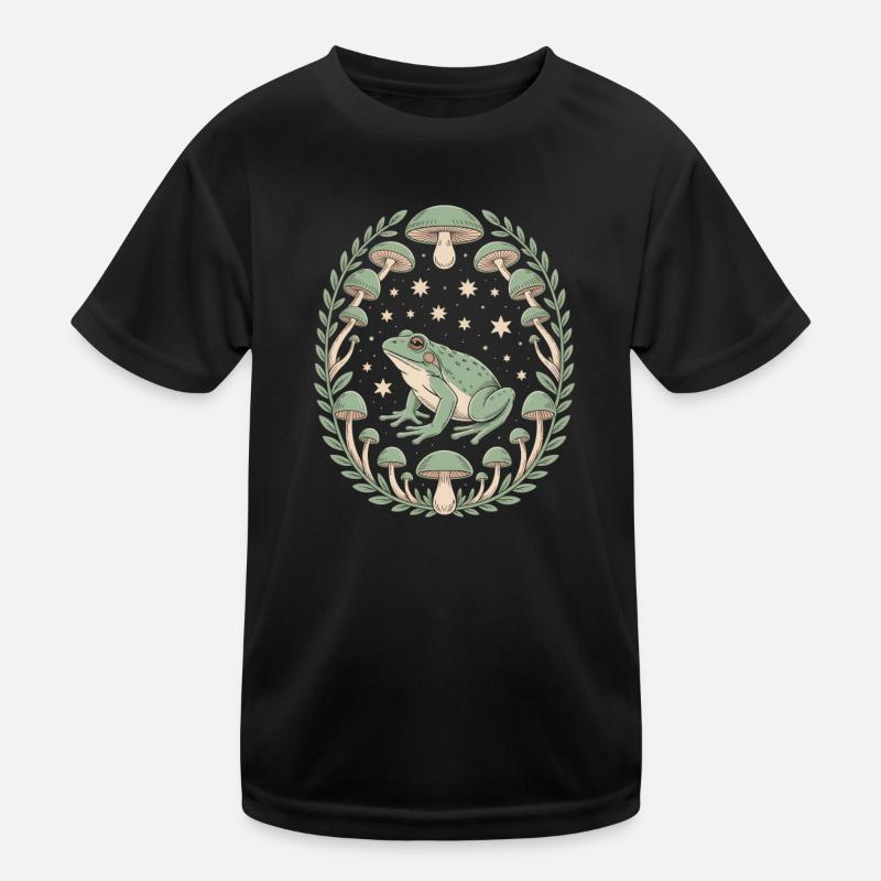 Frosch Und Pilze Mit Sternenhimmel Design Kinder Funktions-T-Shirt