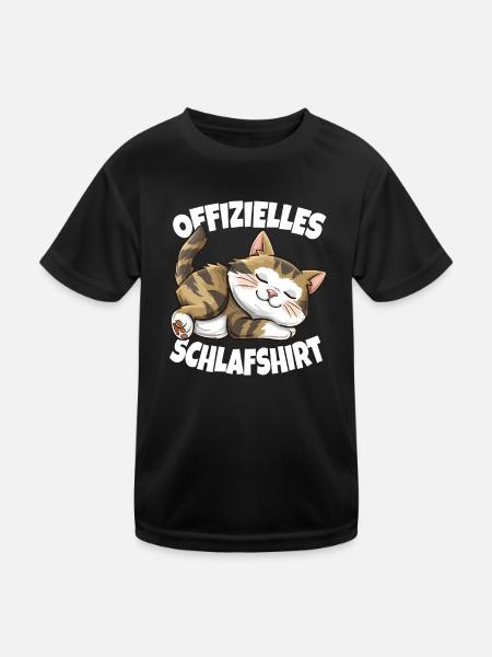 Offizielles Schlafshirt Katze Schlafanzug Pyjama - Kinder Funktions-T-Shirt - Schwarz