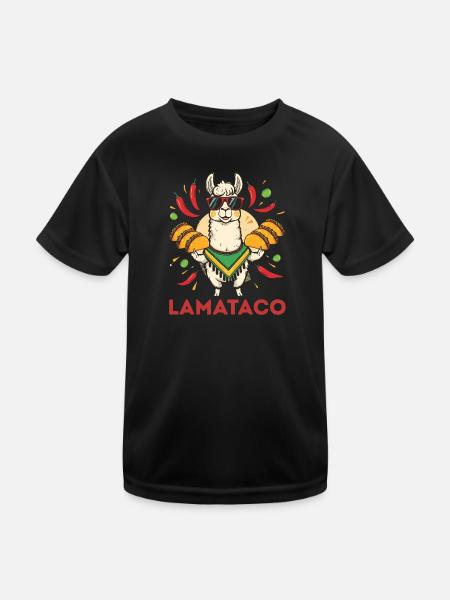 LamaTaco Fiesta Llama - Kids Functional T-Shirt - black - Front