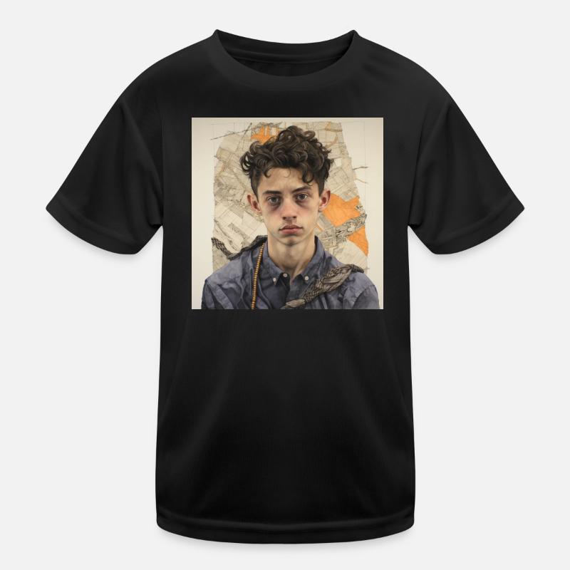 Portrait de cheveux ébouriffés en patchwork T-shirt sport Enfant