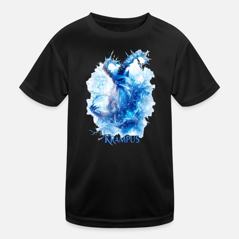 Krampus Eisblau – Mystisches Wintermotiv Folklore Kids Functional T-Shirt
