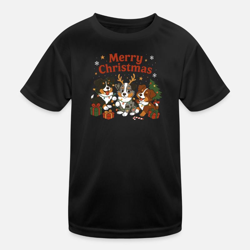 Süßes Australian Shepherd Weihnachtdesign Kinder Funktions-T-Shirt