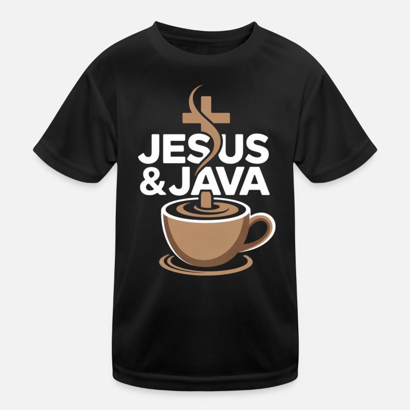 Inspiration et café avec Jésus et Java T-shirt sport Enfant