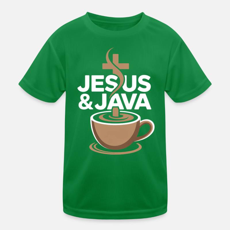 Inspiration and coffee with Jesus & Java Kids Functional T-Shirt
