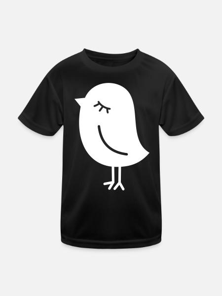 Spatz Vogel – Piepmatz Küken Tweet Vögelchen - Kinder Funktions-T-Shirt - Schwarz - Vorne