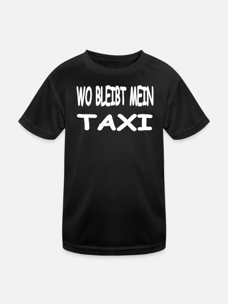 Taxi - Kinder Funktions-T-Shirt - Schwarz - Vorne