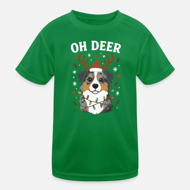 Cute Australian Shepherd Christmas Design Kids Functional T-Shirt