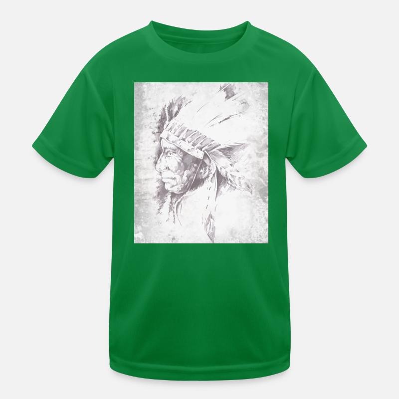 Native Grey Feather Chief Kids Functional T-Shirt