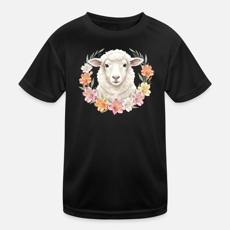 Weisses Schaf - Kinder Funktions-T-Shirt - Schwarz