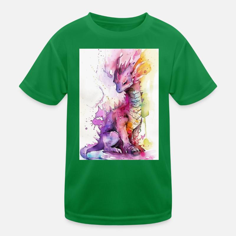Regenbogen Aquarell Drache Kinder Funktions-T-Shirt