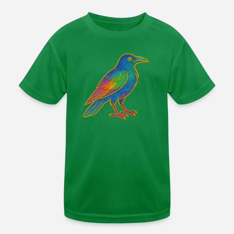 Rainbow Raven Patch Design Kids Functional T-Shirt