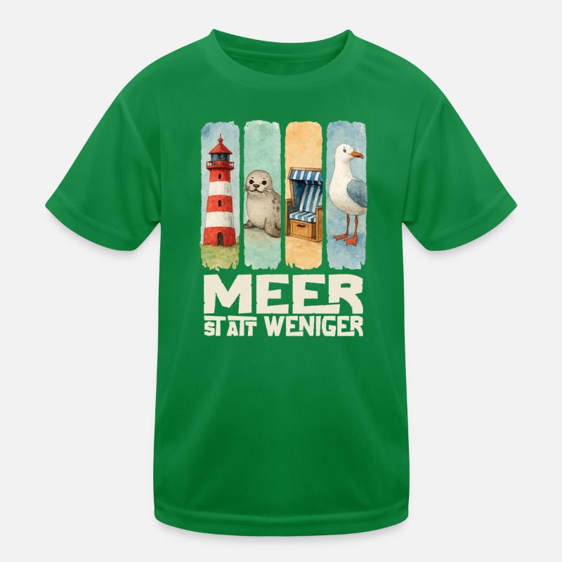 Moin Leuchtturm Robbe Strandkorb Möwe Küste Kinder Funktions-T-Shirt
