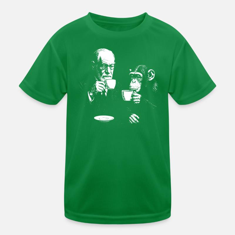 Sigmund Freud buvant du café avec un singe T-shirt sport Enfant