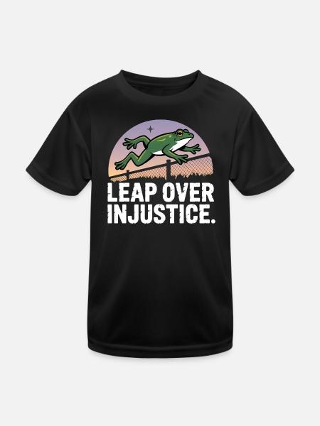Sprung über die Gerechtigkeit - USA Frosch T-Shirt - Kinder Funktions-T-Shirt - Schwarz - Vorne