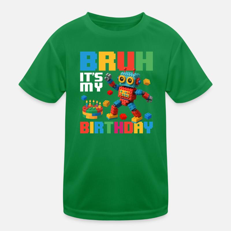 Bruh c’est mon anniversaire Constructeur de briques drôle T-shirt sport Enfant