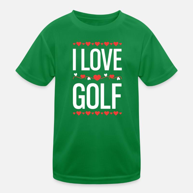 I Love Golf Heart Design Kids Functional T-Shirt