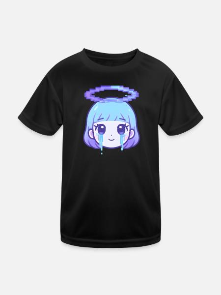 Pixel Halo Weinendes Mädchen - Kinder Funktions-T-Shirt - Schwarz