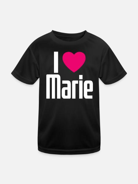 I Love Marie Pinkes Herz Ich liebe Marie - Kinder Funktions-T-Shirt - Schwarz - Vorne