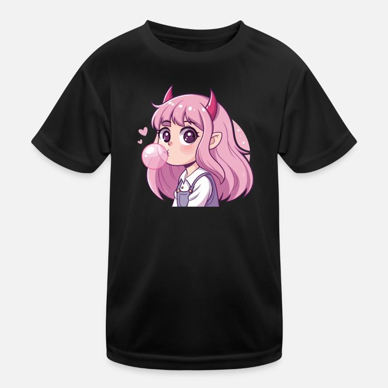 Rosahaariger Dämon Kaugummi Kinder Funktions-T-Shirt