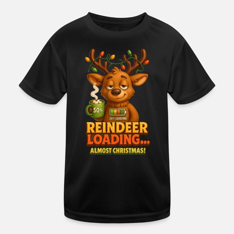 Reindeer Loading – Lustiges Weihnachts Rentier - Kinder Funktions-T-Shirt - Schwarz