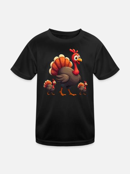 Bébé dinde de Thanksgiving - T-shirt sport Enfant - noir - Devant